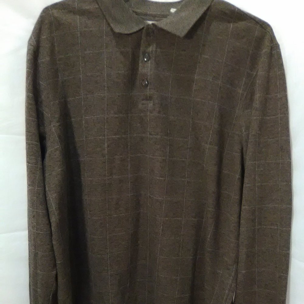 Haggar Long Sleeve Men's Sweater Color Brown Size XL